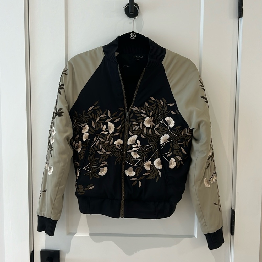 All Saints embroidered bomber